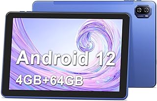 Haehne Tablet 10 inch, Android 12 Tablets PC, 1.6GHz Quad-Core Processor, 4GB RAM 64GB Storage, GMS Certified, 1280 * 800 HD IPS, 4500mAh, Dual Camera 2MP+5MP, Support WiFi, Bluetooth, GPS,Blue