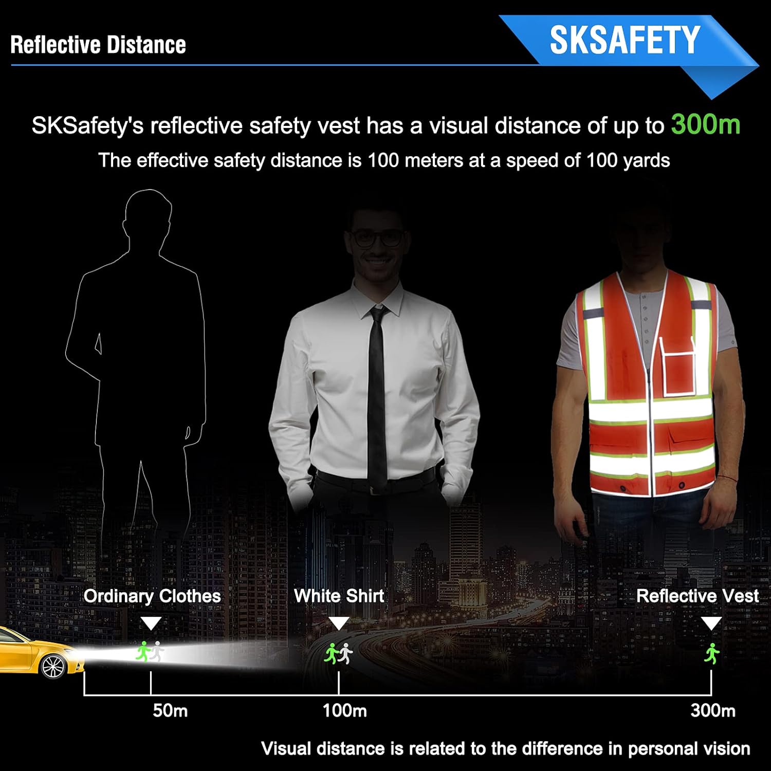 SKSAFETY 10 Pockets Safety Vest, Class 2 High Visibility Security with Zipper, Hi Vis Vest with Reflective Strips, ANSI/ISEA Standard, Construction Work Vest for Men ＆ Women （Orange, L） - Image 3
