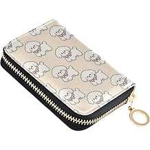 Cartoon White Bichon Frise Dog Leather Zipper Card Holder RFID Blocking Sma
