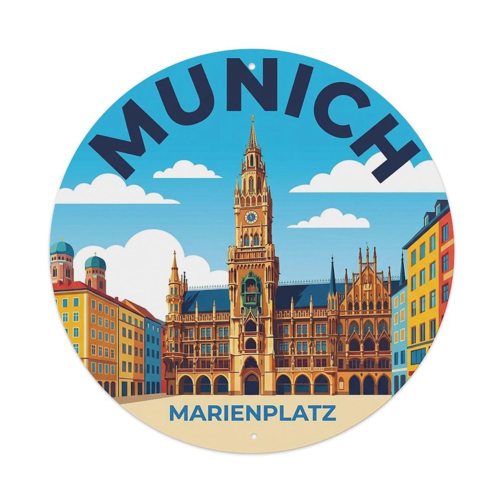 Vintage Travel Germany Munich Vintage Metal Tin Sign Plaque Wall Decor for Cafe, Club Bar, Office, Garden Metal Poster 8x8Inch
