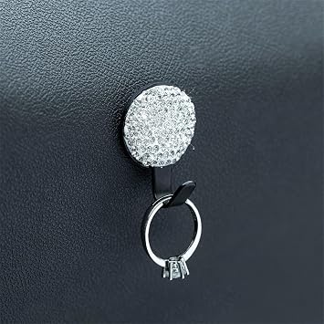 Car Bling Hooks for Purses and Bags, 4pcs Mini Cute Hook on Dashboard for Keys, Mask, Earphone, Charging Cable, Car Bag Hooks Purse Hook for Car Auto Purse Holder Hanger Hook.