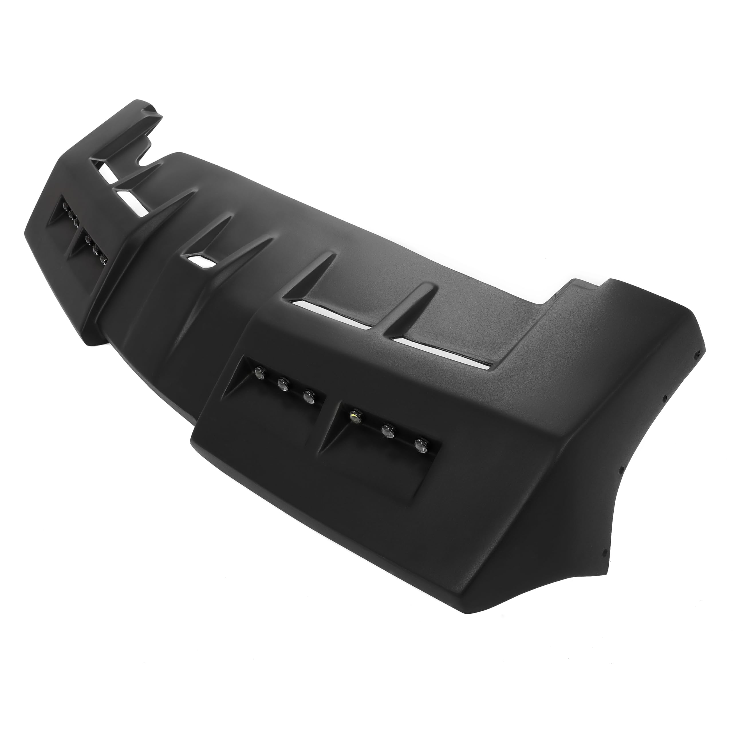 HECASA Front Fiberglass Sun Visor Roof Compatible with Hummer H3 Front Windshield Truck Cab Painted Black W/LED DRL