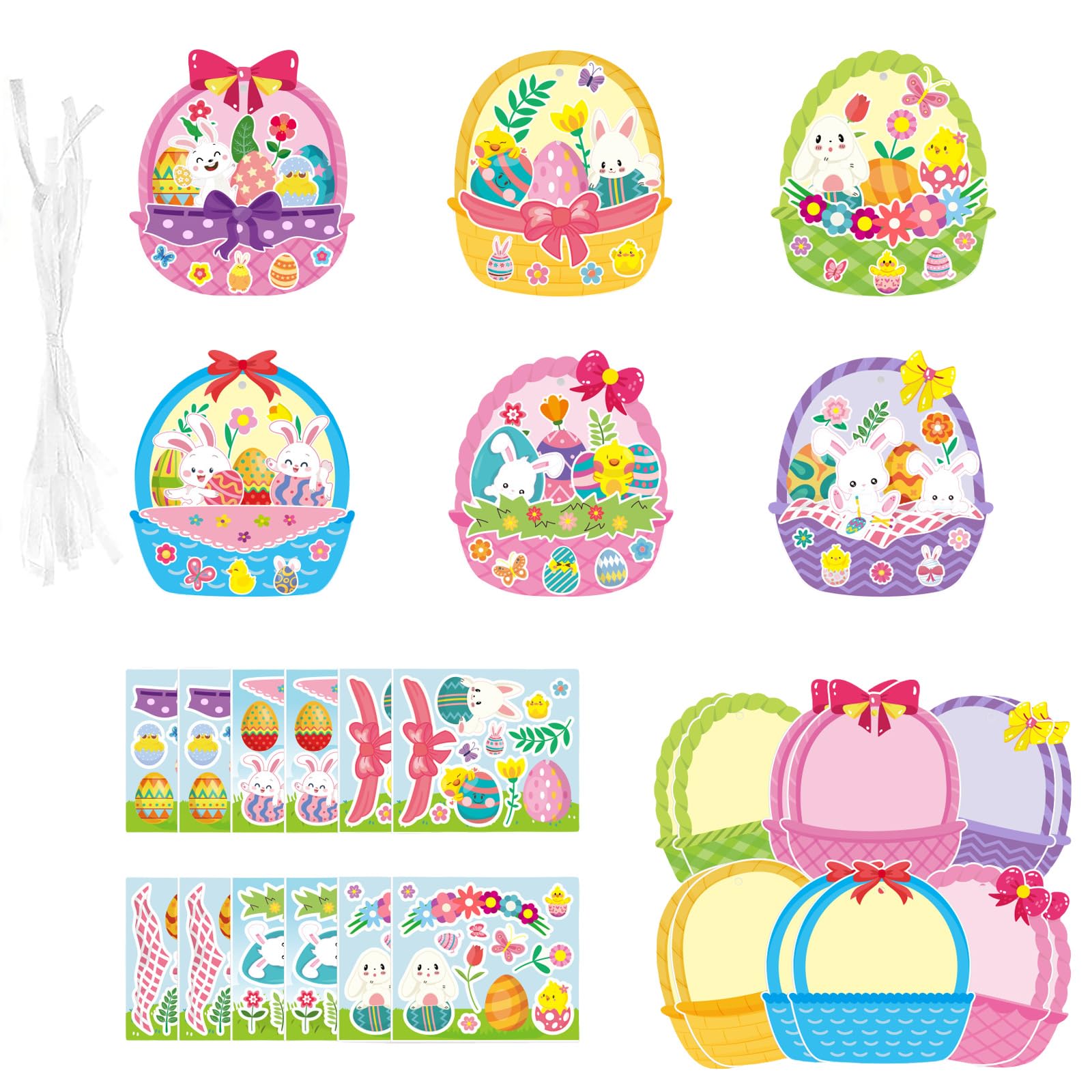 Creative Cartoon Eggs Basket Stickers for Crafting, Family Activities, and Holiday Decor Cartoon Design Sticker