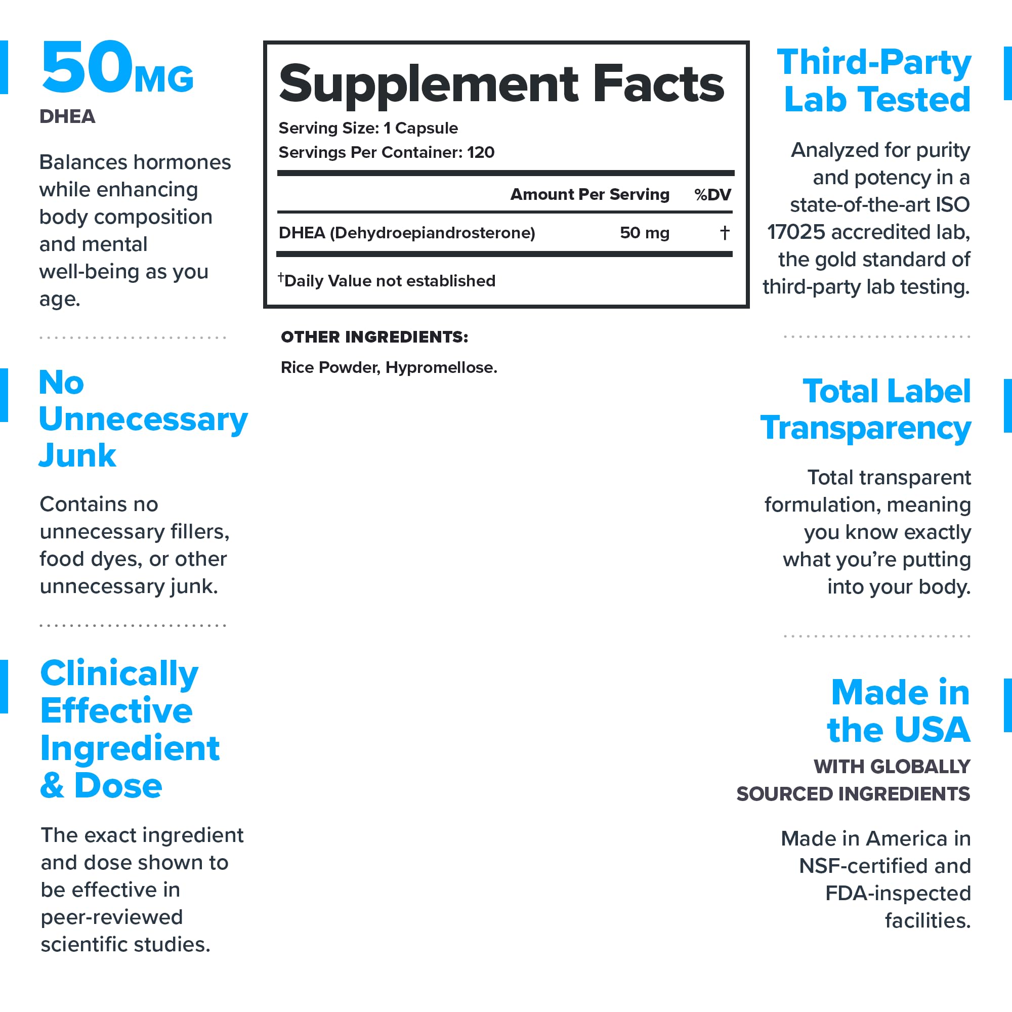 Legion DHEA 50mg Hormone Support Supplement for Men & Women, 120 Servings — Amazon image 2