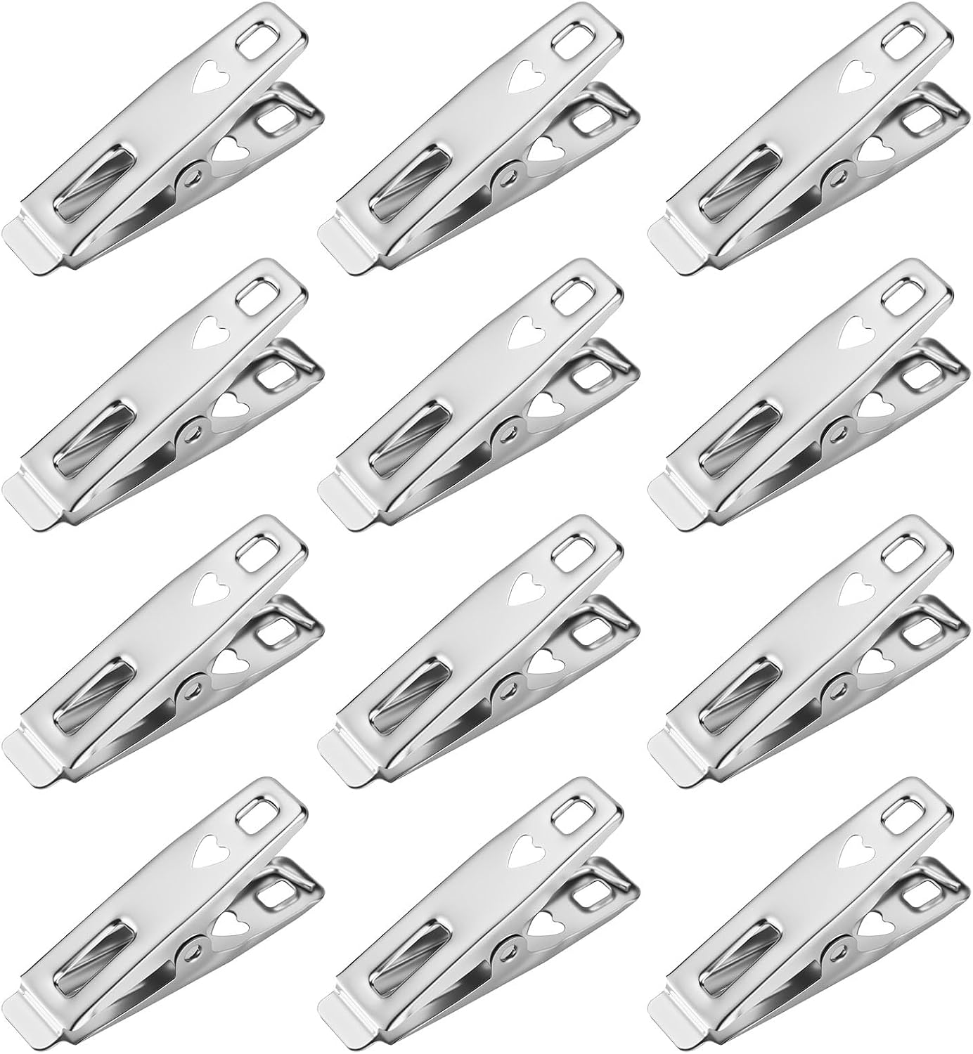 12-Pack Stainless Steel Clothes Pins Multipurpose Metal Clips