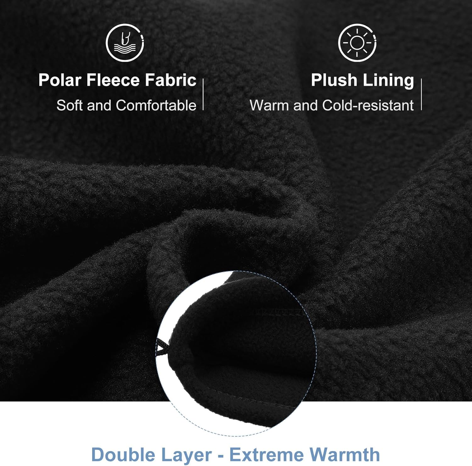 HARFINGTON Neck Warmer Winter Face Mask Winter Double Layer Fleece Neck Gaiter Windproof Scarf with Drawstring - Image 4