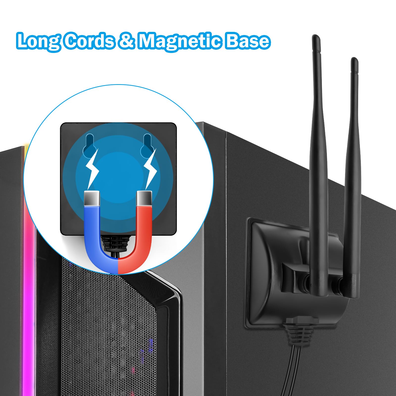 Antenne WiFi 6E Tri-bande Avec Base Magnétique - Amplificateur De Signal Sans Fil