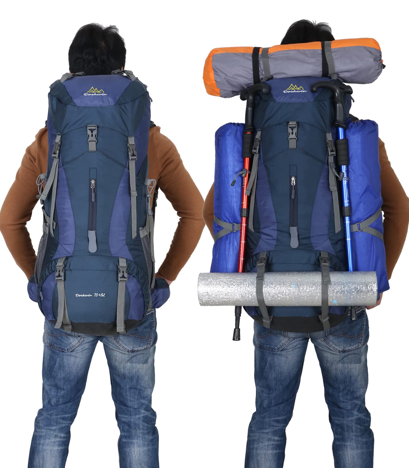 Sac à Dos de Camping Trekking Randonnée 70L avec Housse Imperméable