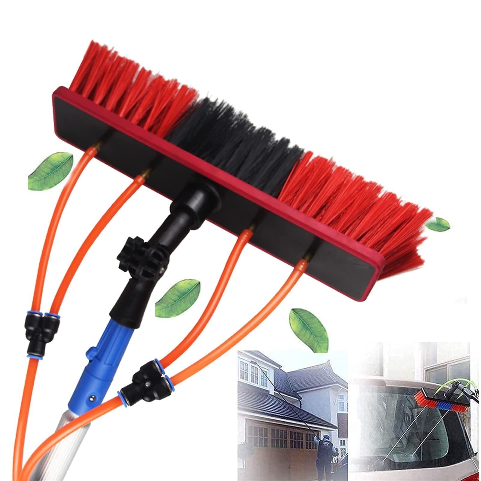 HADECOLL Water Fed Telescopic Brush For Window & Solar Panel Cleaning - 7M Pole Kit With 30Cm Brush Head Ideal For Trucks & Professional Use