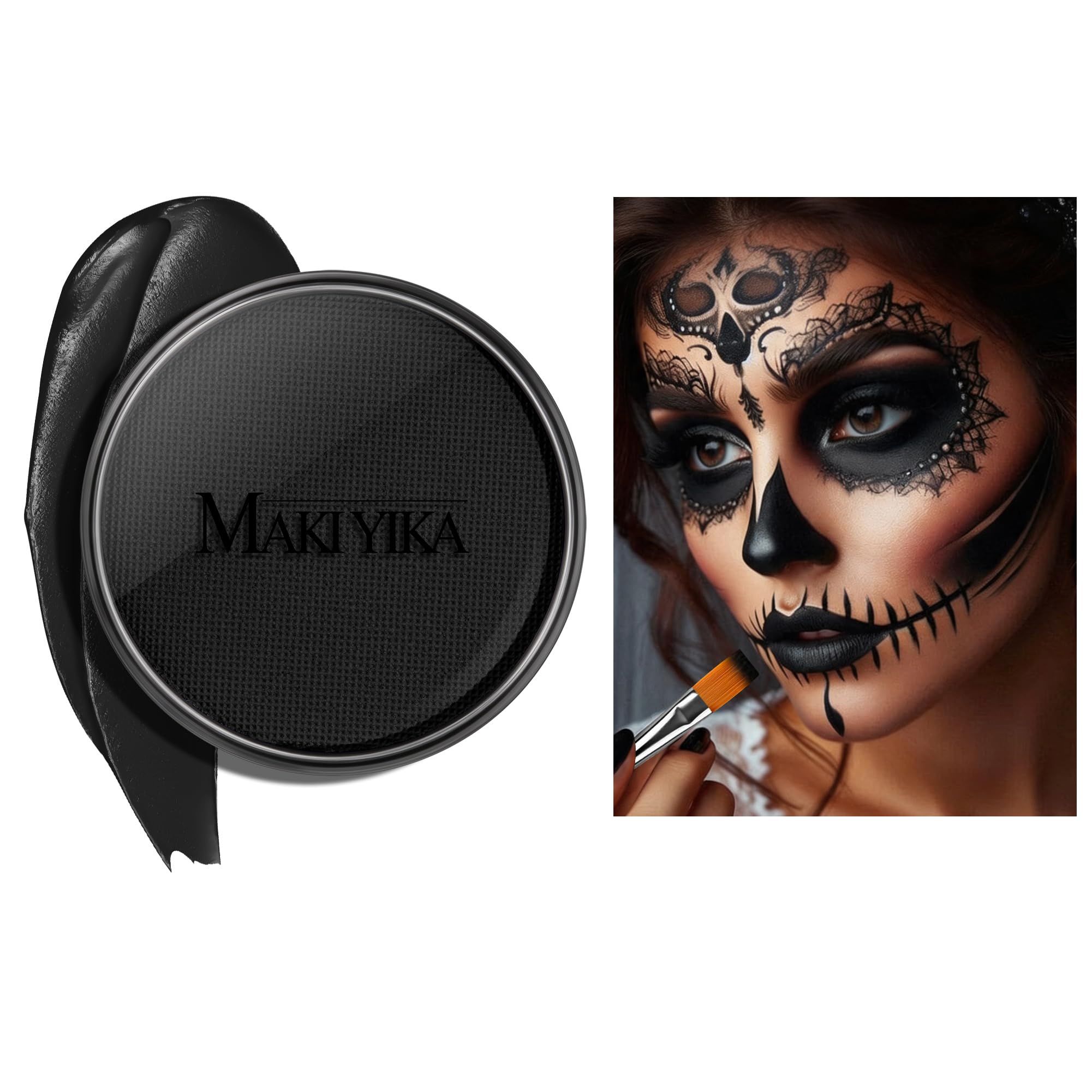 Black Face Body Paint for Halloween Zombie Makeup Goth Black Foundation 02 Black