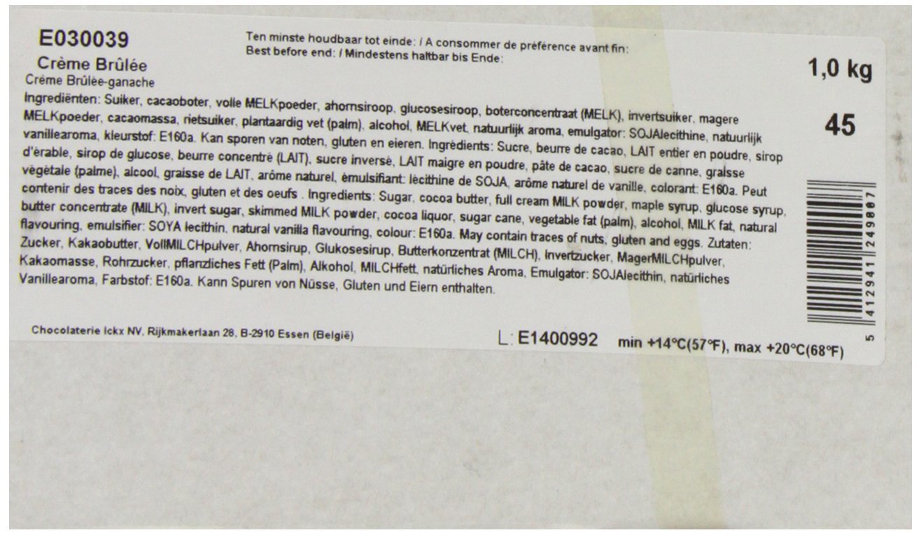 Ickx Creme Brulee Loose Chocolates in a Box 1 Kg