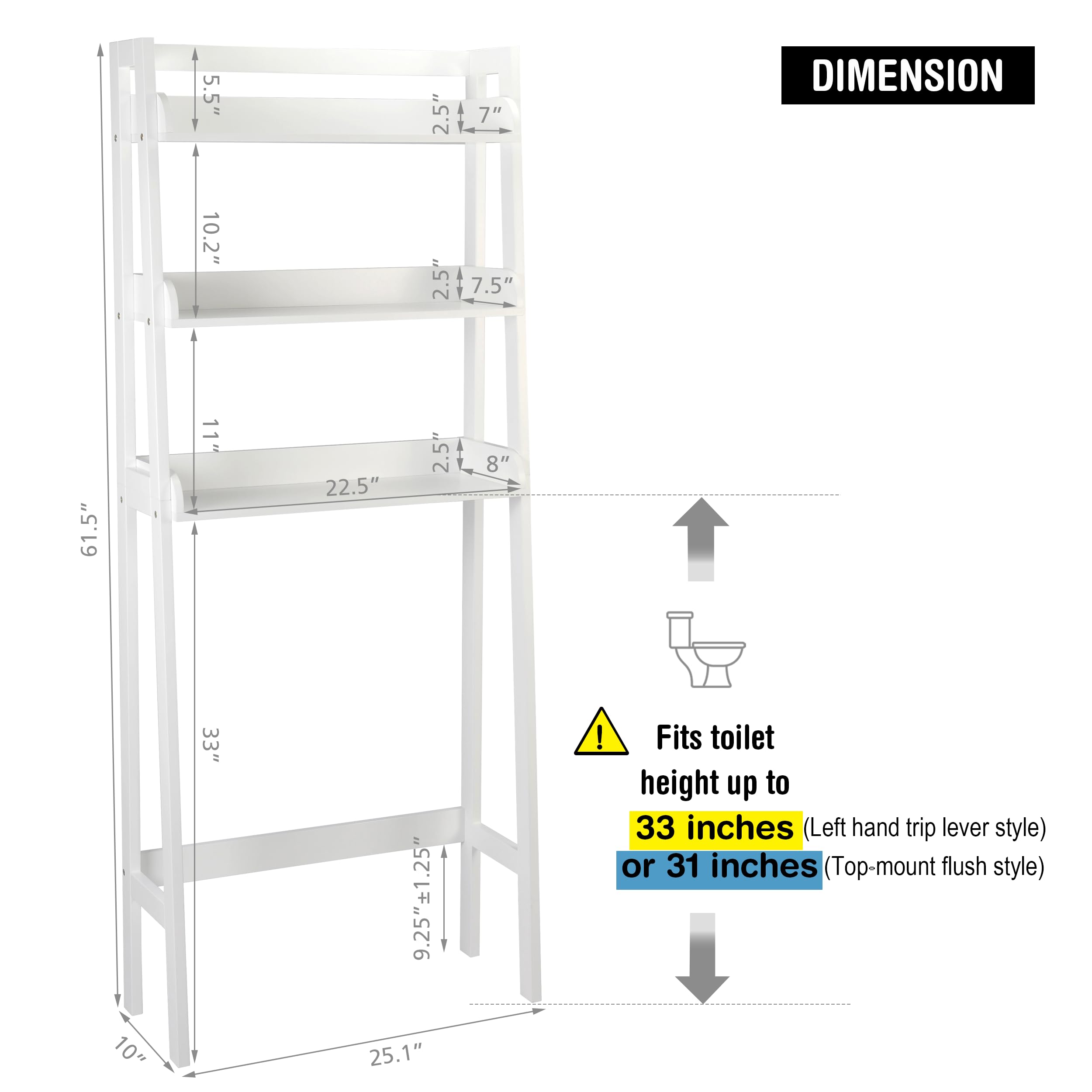 Amazon.com: UTEX Over The Toilet Storage Shelf, 3-Tier Over Toilet