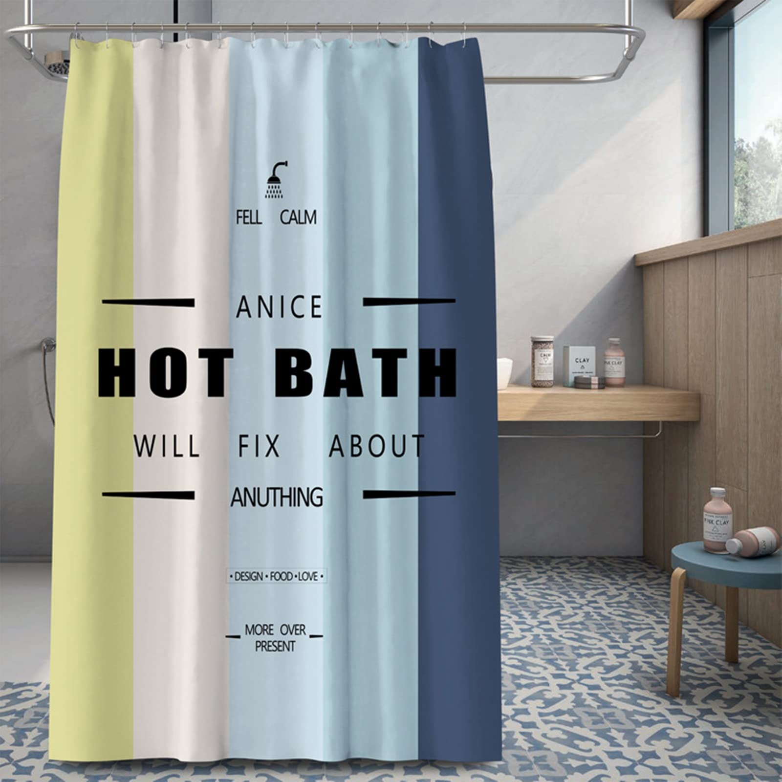 Rideau douche 180x200cm patchwork coloré imperméable pour salle de bain