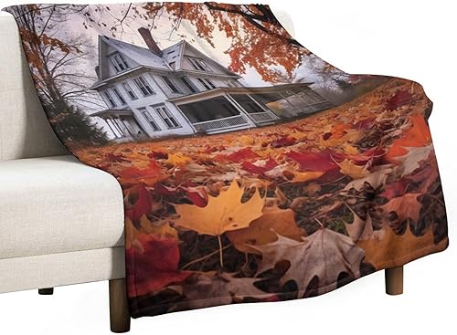 Miniatura 30 de Manta rústica de calabaza azul polvoriento, con estampado de acuarela, Acción de Gracias o Halloween, manta suave de 30 x 40 pulgadas, acogedora