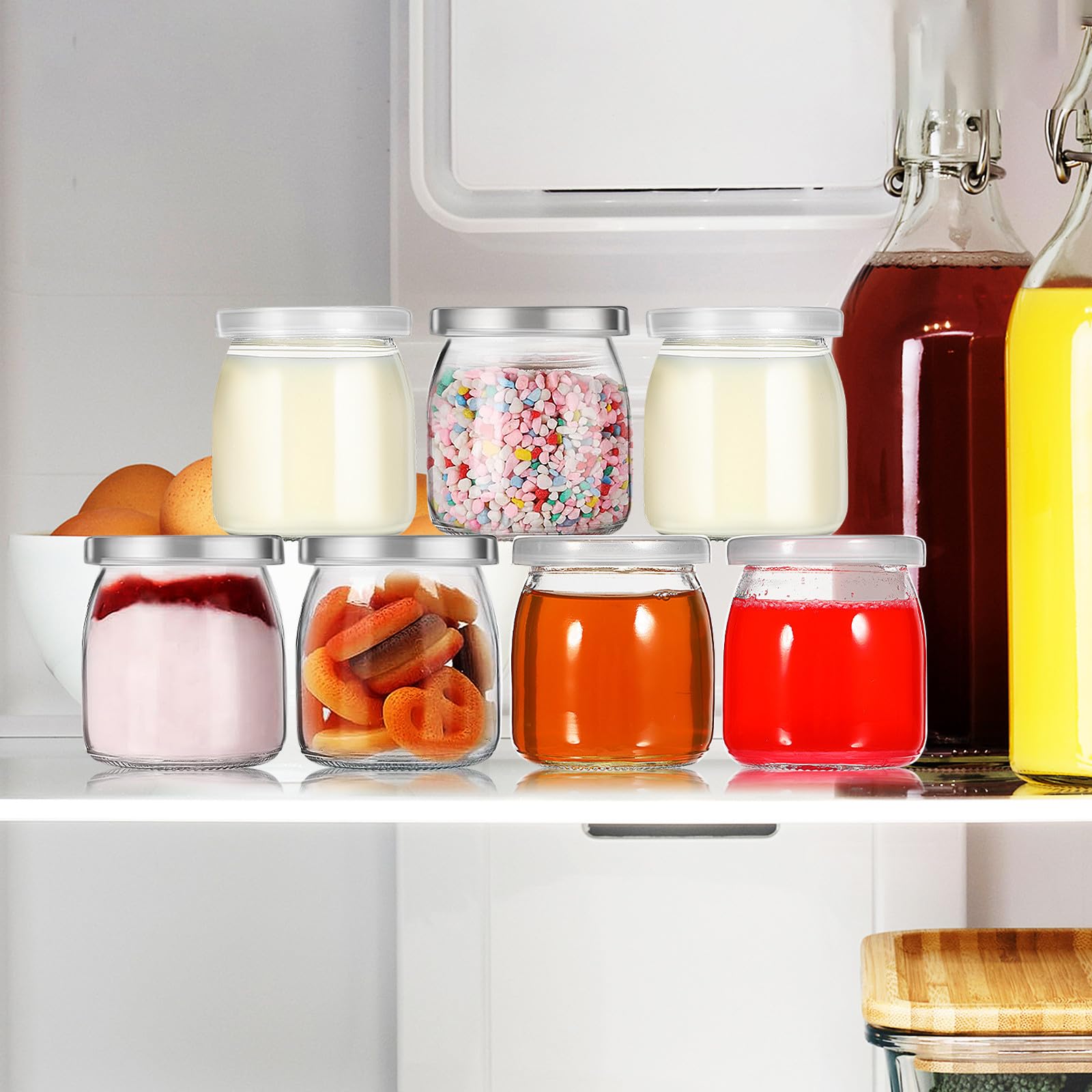 VALICLUD 15 słoików na jogurt z pokrywkami: Słoiki na budyń jogurtowy - 200 ml Małe szklane butelki z pokrywkami na dżem, miód, upominki weselne i jedzenie dla dzieci
