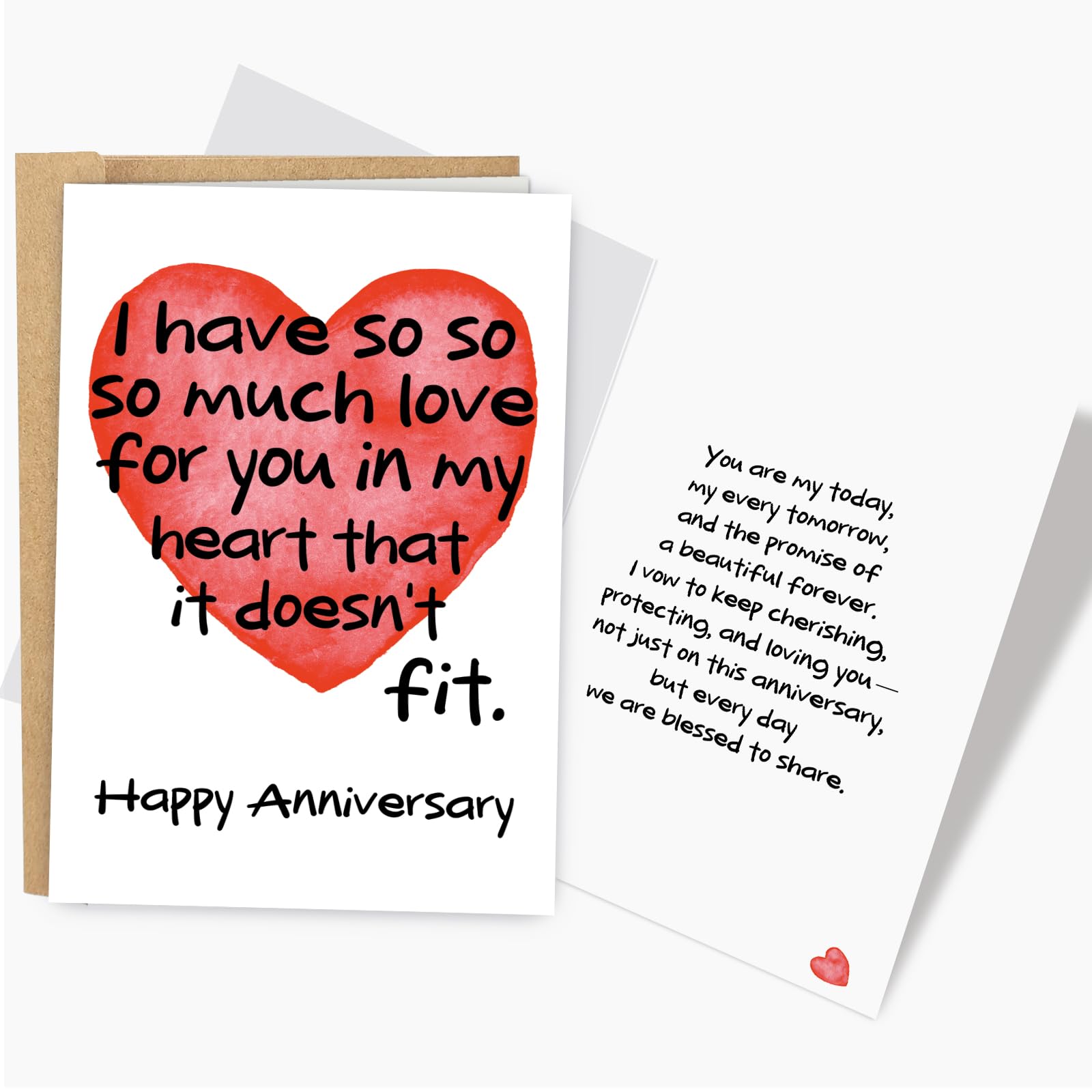 Naixiwen Romantic Anniversary Card for Couple, Funny Anniversary Card for Husband Wife Girlfriend Boyfriend, Love for You In My Heart