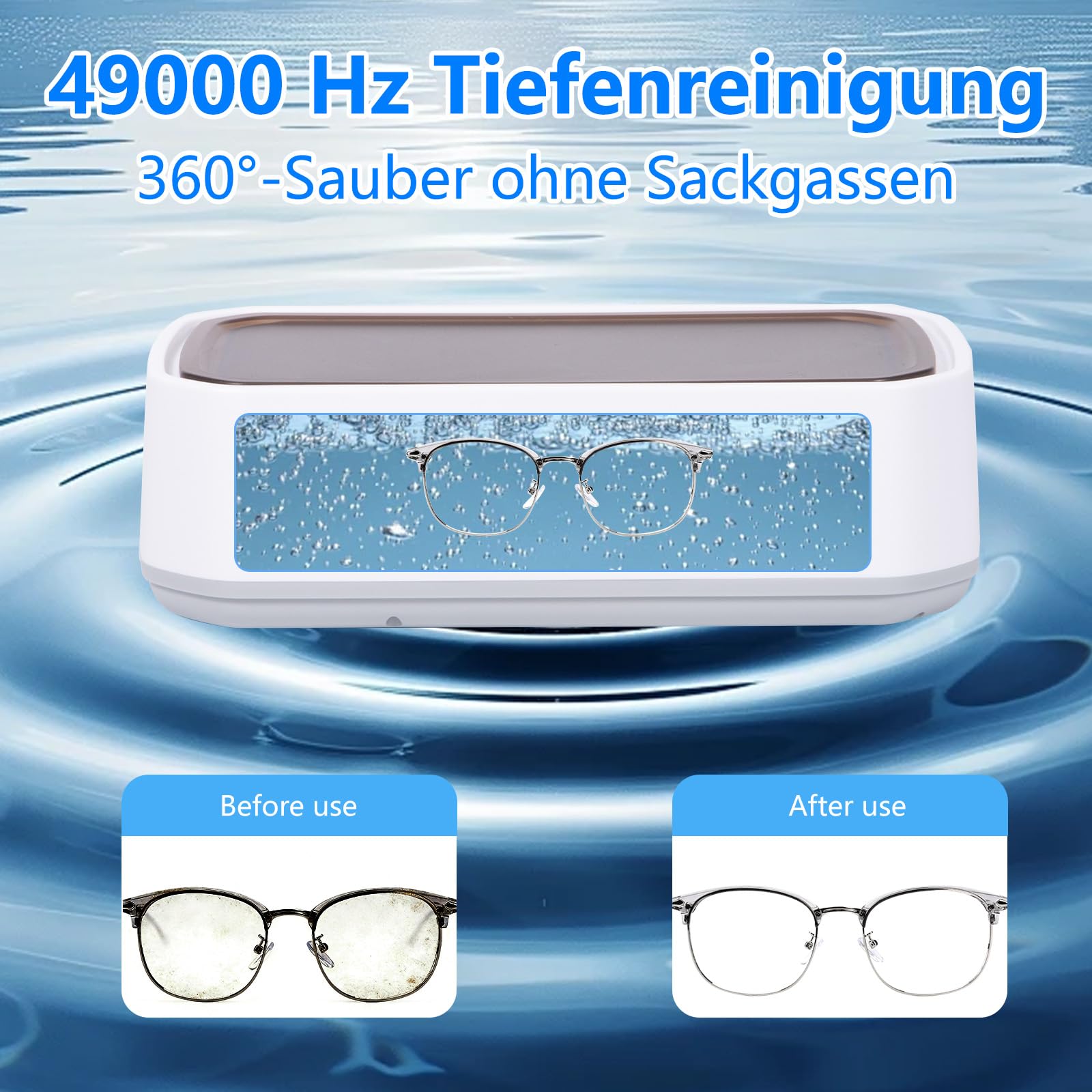 Limpiador Ultrasónico 650ml, Ultrasonidos Limpieza 49KHz, Ultrasonic Cleaner, 3 Funciones de Tiempo, Limpieza Ultrasonidos para Gafas, Joyas, Dentaduras