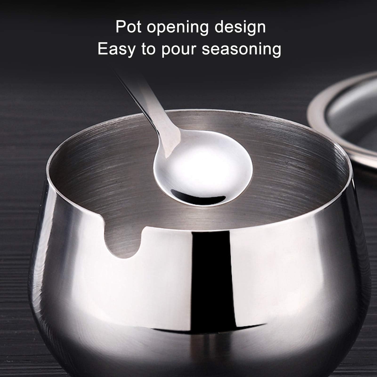 3 Pots à épices, Sucrier Durable En Acier Inoxydable 304 Avec Couvercle Visuel, Distributeur De Sucre élégant Et élégant Avec Cuillère à Couvercle, Pour la Maison, la Cuisine