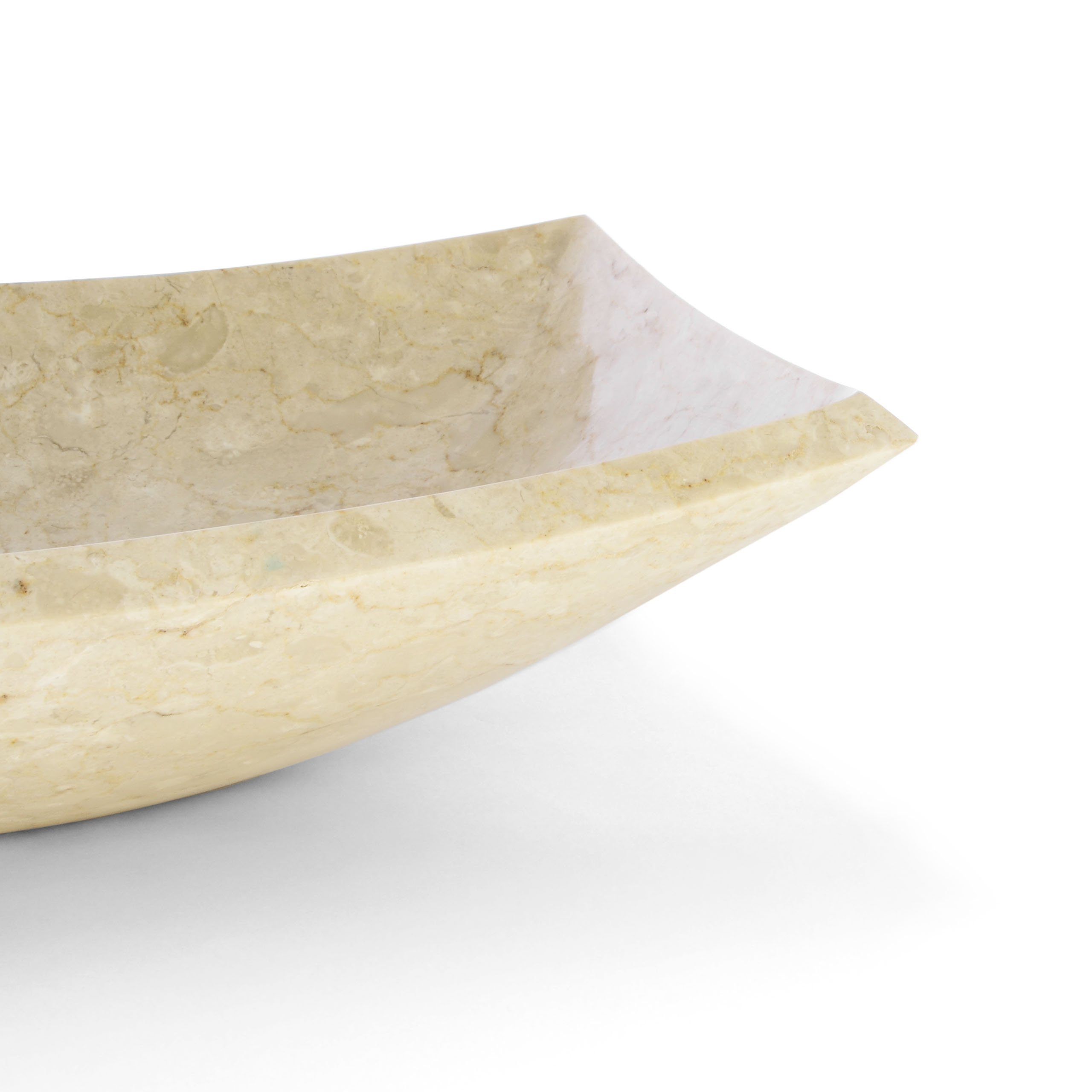 DIVERO eckiges Aufsatz-Waschbecken MAILAND Handwaschbecken Marmor Natur-Stein - Farbe: Creme