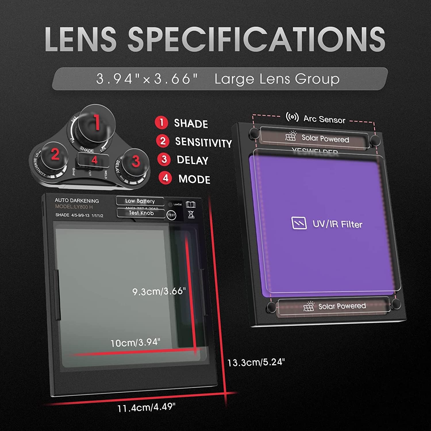 One-Day Sale: Up to 70% Off YESWELDER Large Viewing 3.94X3.66 True Color Solar Power Auto Darkening Welding Helmet, 4 Arc Sensor Wide Shade 4~5/9-9/13 for TIG MIG Arc Weld Grinding Welder Mask LYG-M800H-A Black Friday - 40% OFF YESWELDER Large Viewing 3.94X3.66 True Color Solar Power Auto Darkening Welding Helmet, 4 Arc Sensor Wide Shade 4~5/9-9/13 for TIG MIG Arc Weld Grinding Welder Mask LYG-M800H-A