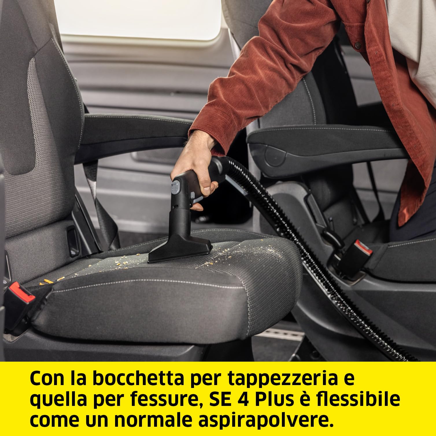 KÄRCHER Lavatappeti Smacchiatore SE 4 Plus, tubo a spruzzo 2 in 1, serbatoio acqua pulita e acqua sporca: 4 l, bocchetta con attacco per pavimenti duri, bocchetta per poltrone, pavimenti e fessure