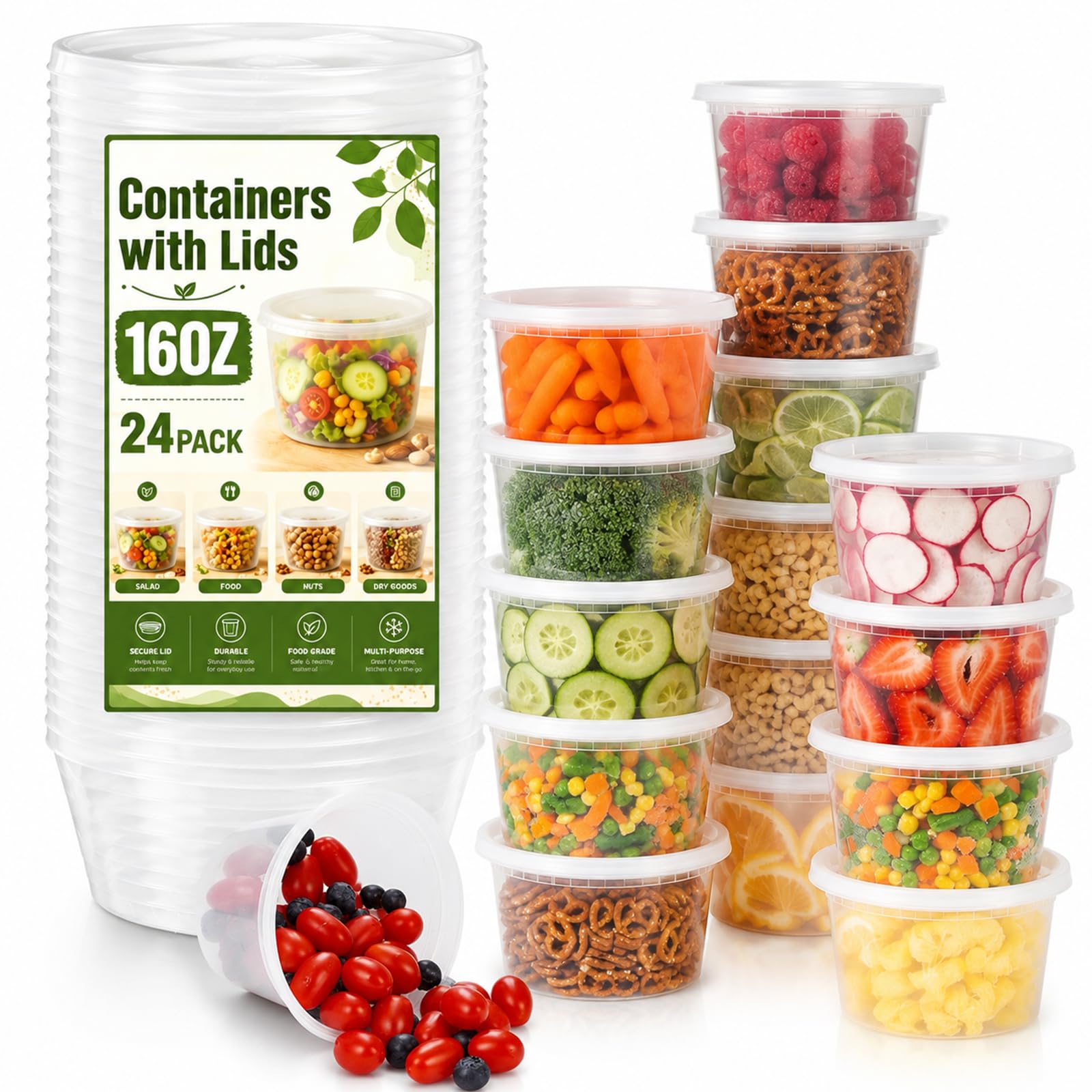 16oz Deli Containers with Lids 24 Sets Soup/Food Storage Containers