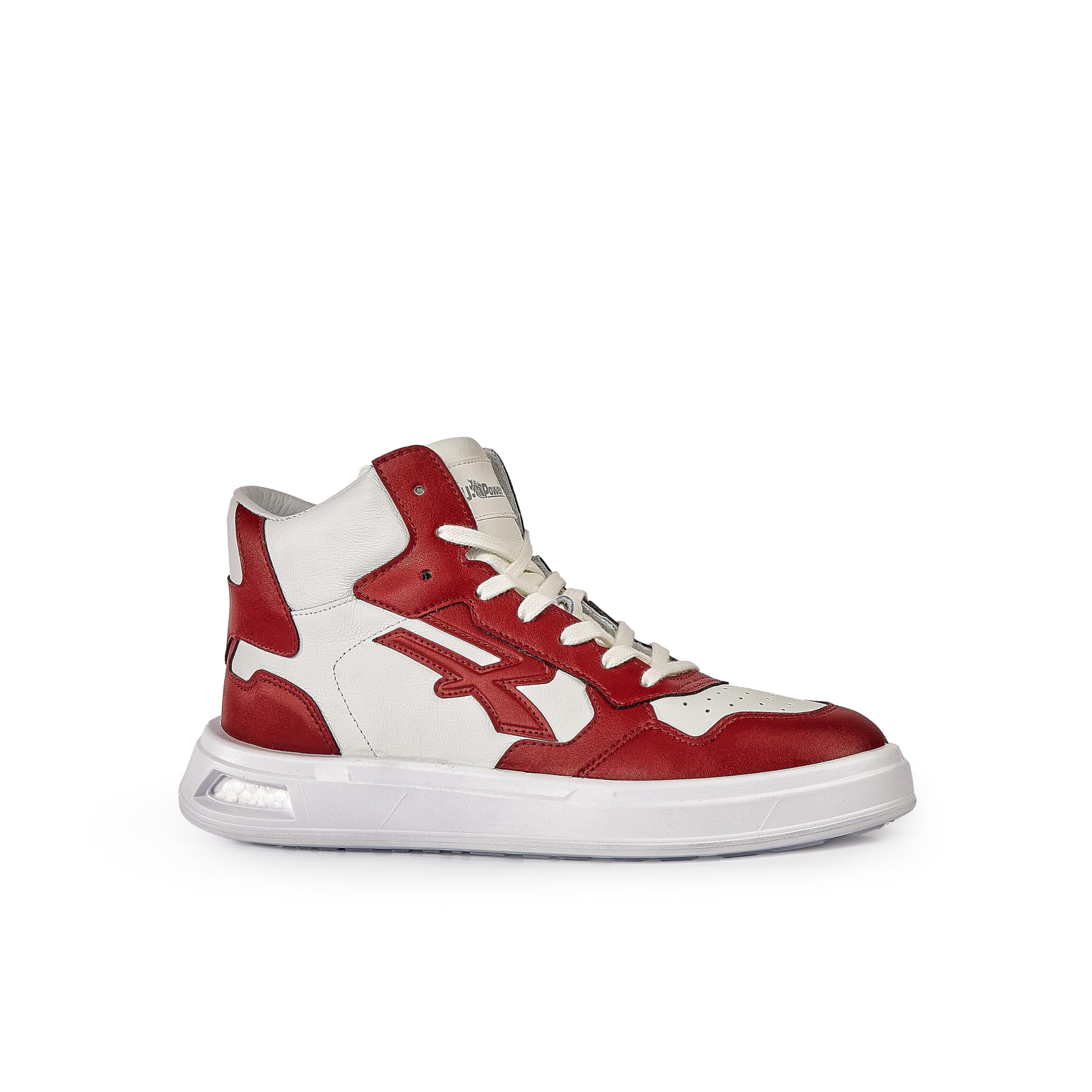 U-Power Urban Lifestyle Kalysta, Scarpe Sportive e Casual Bianche e Rosse in Morbida Pelle. Sneakers Alte con Suola Antiscivolo con Inserto Infinergy, Ideali per l'uso Quotidiano.