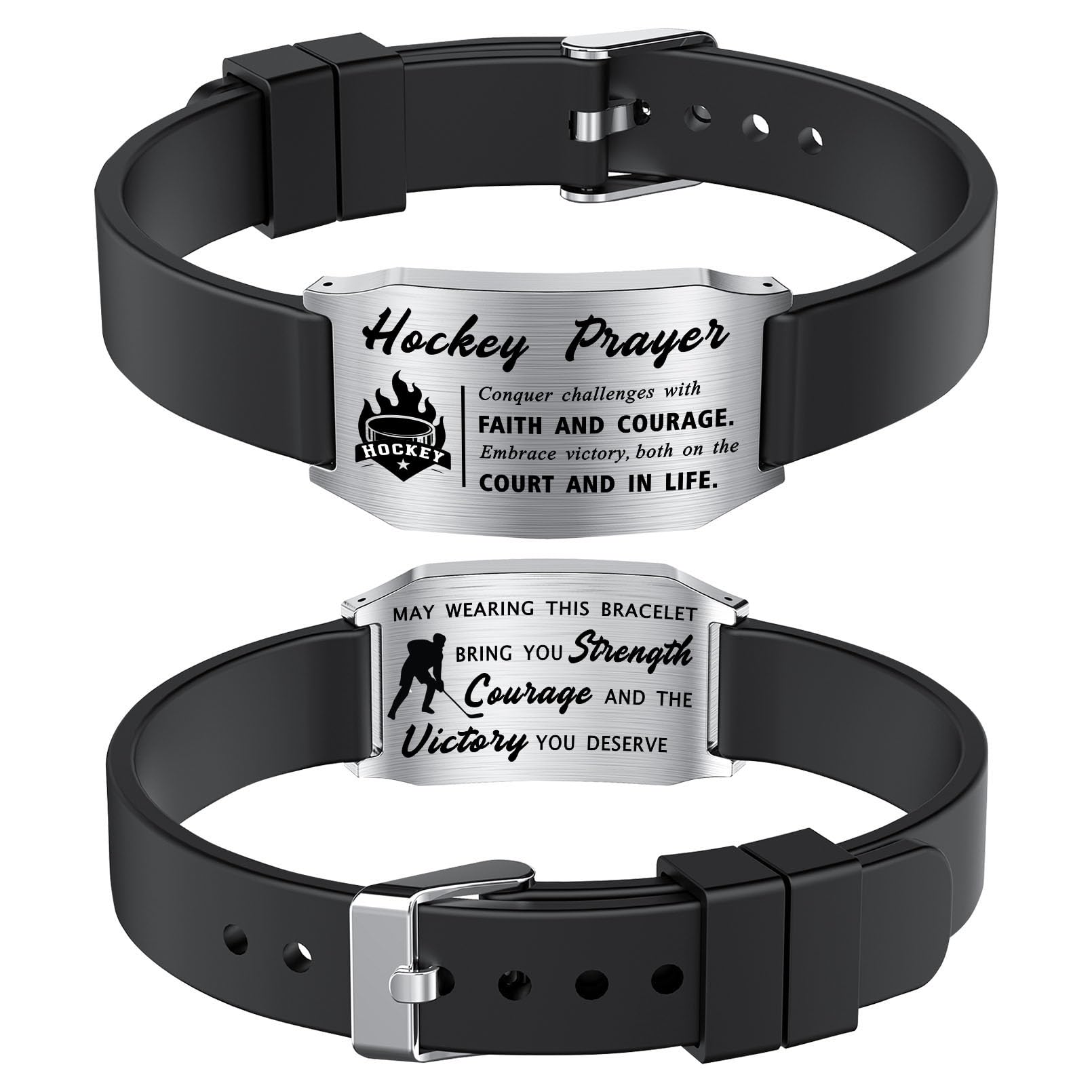 Richesele Hockey Gifts - Inspirational Hockey Prayer Bracelet - Hockey Party Favors For Teen Hockey Player Hockey Fans Coach Team, Small, black