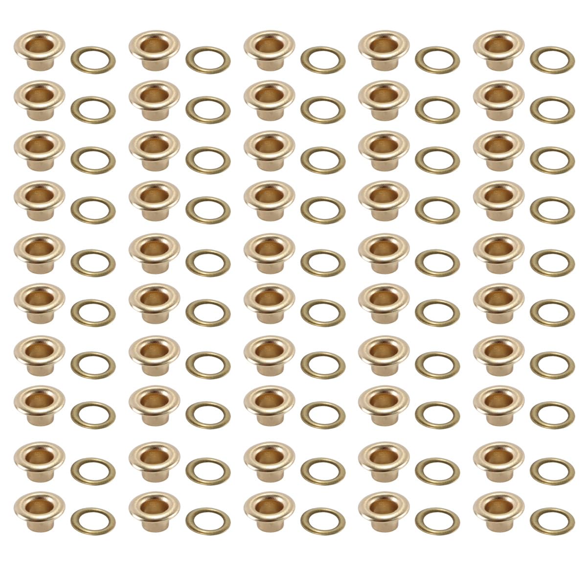 100 remaches de ojales para cuero de 5 mm, de metal y con arandelas, para manualidades de cuero, perforadoras de tela para cinturones, decoración de marcos, remaches de ojales (dorados)