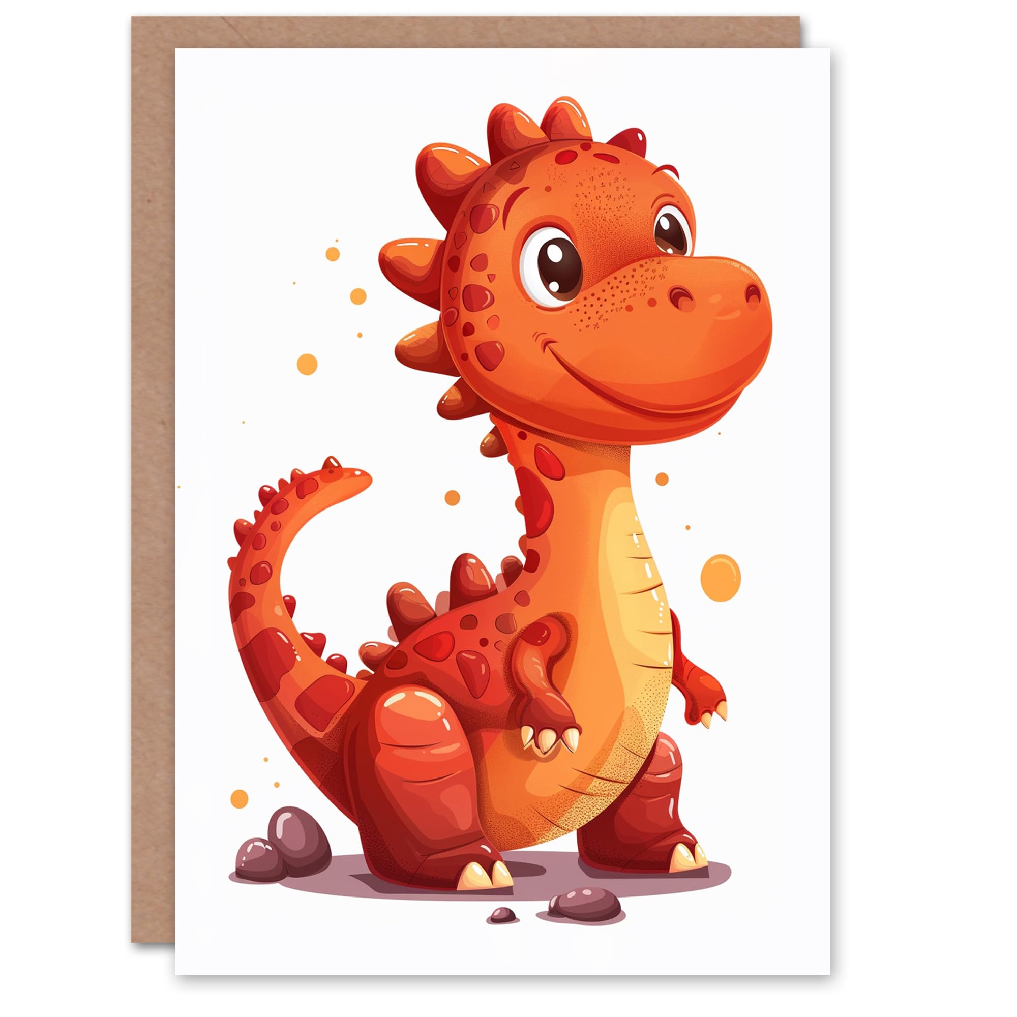 Artery8 Birthday Card Cute Red Baby Dinosaur Cartoon For Son Daughter Girl Boy Kids Happy Card