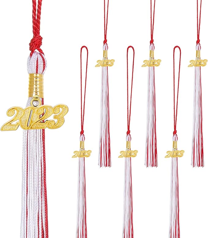 QUEEN KING 6 PCS Graduation Tassel with 2023 Year Gold Charms Graduation Cap Tassels
