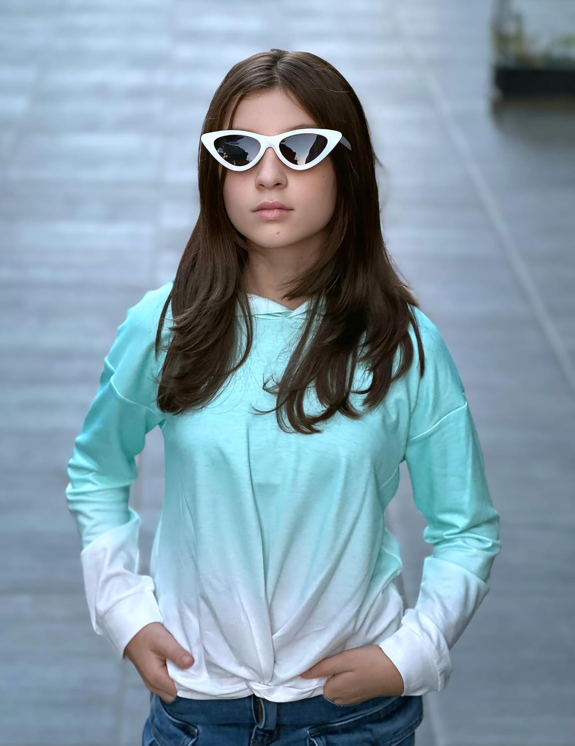 Arshiner Hoodies for Teen Girls Twist Front Tie Dye Hooded Sweatshirt Casual Long Sleeve Tops Clothes for 5-13 Years - Image 5