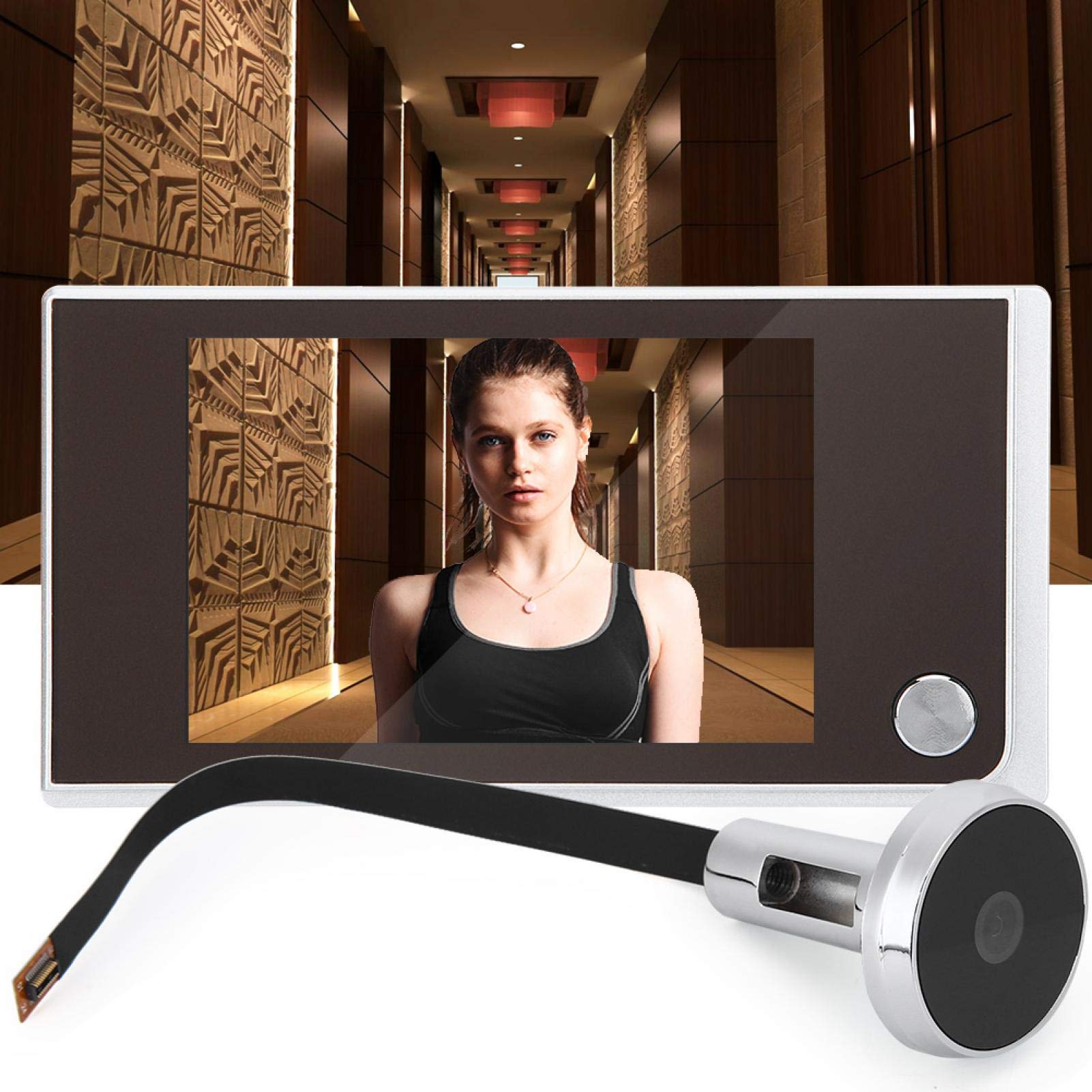 Cámara de Mirilla electrónica para Puerta de 3,5 Pulgadas con Timbre Digital de 120 Grados, Visor de Puerta de Baja Potencia, Timbre Digital LCD