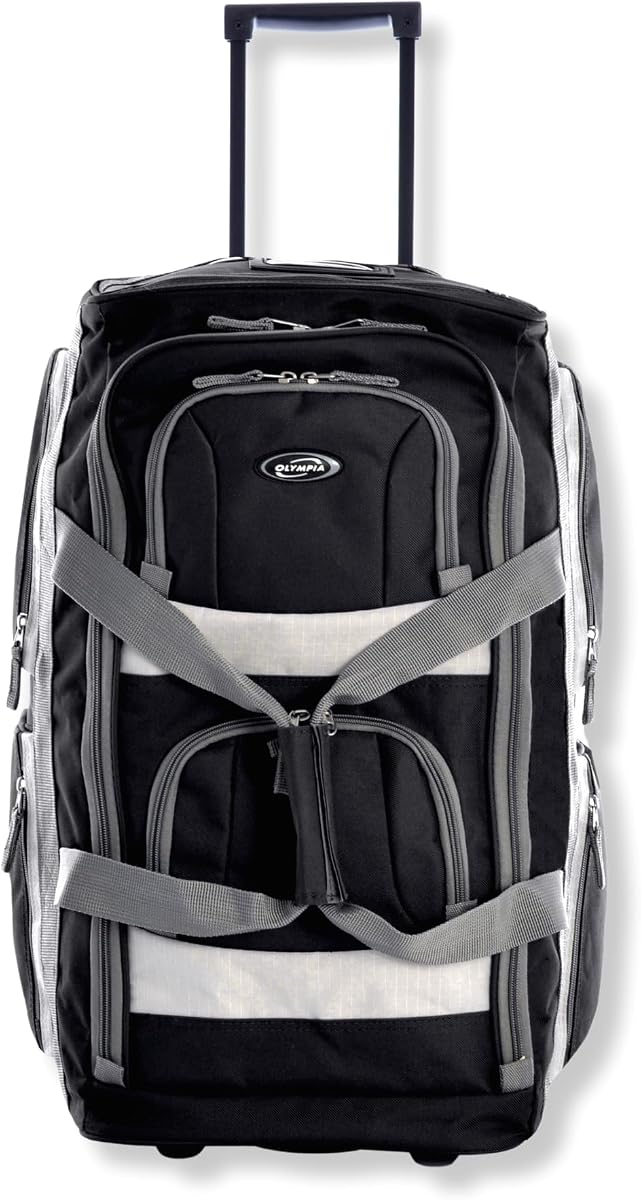 22 inch Carry On 8 Pockets Wheeled Rolling Duffel Bag Water Resistant Luggage Lightweight Travel Suitcase with Retractable Handle