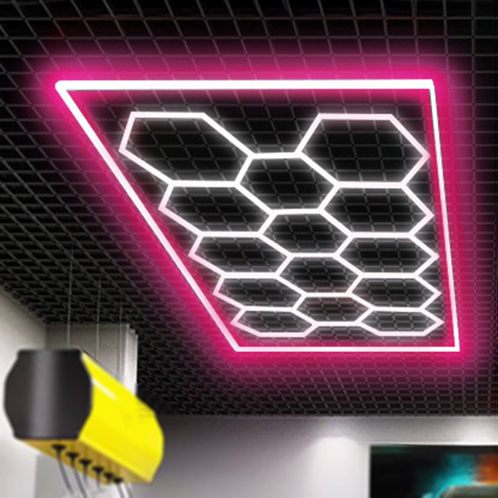 Światło LED Honeycomb, błyszczące i równomierne oddawanie barw, bezpieczny materiał i łatwa instalacja, oświetlenie stanowiska pracy Car Beauty,Pink