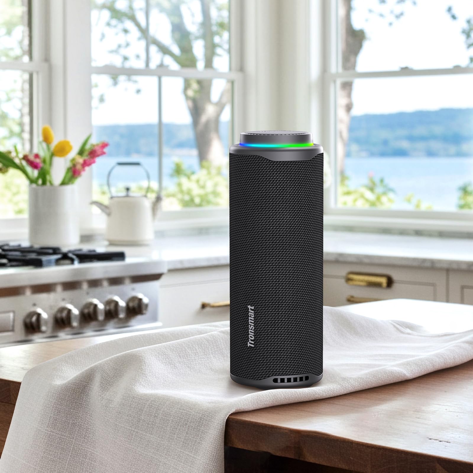 Tronsmart T8 Altoparlante Bluetooth portatile per esterni, suono più potente e nitido da 40 W, suono a 360°, audio a 2.1 canali, IPX7, personalizzate audio e luci, cordino portatile (grigio)