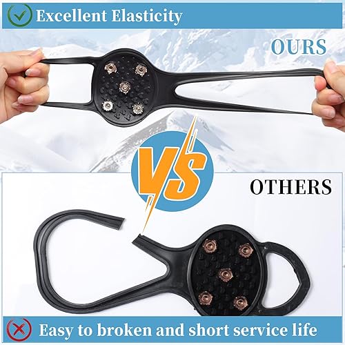 Miniatura 4 de 2 pares de pinzas antideslizantes, pinzas de hielo, tacos de tracción para zapatos de nieve, crampones con 10 tacos de acero