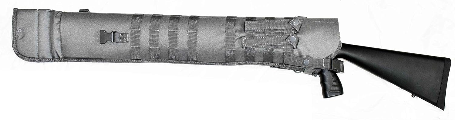 TRINITY Tactical Shotgun Scabbard Soft Carry Case 34 Inch – MOLLE Compatible Padded Shoulder Sling Storage Bag for Mossberg 500 & Remington 870 – Gray