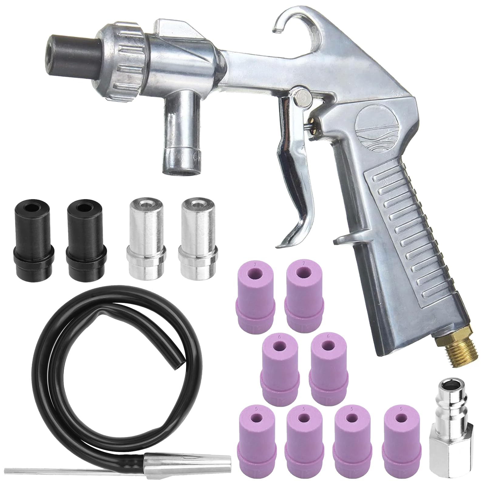 Pistola Sabbiatrice Per Compressore - Kit Con 13 Ugelli E Tubo Da 1M - Foto 3