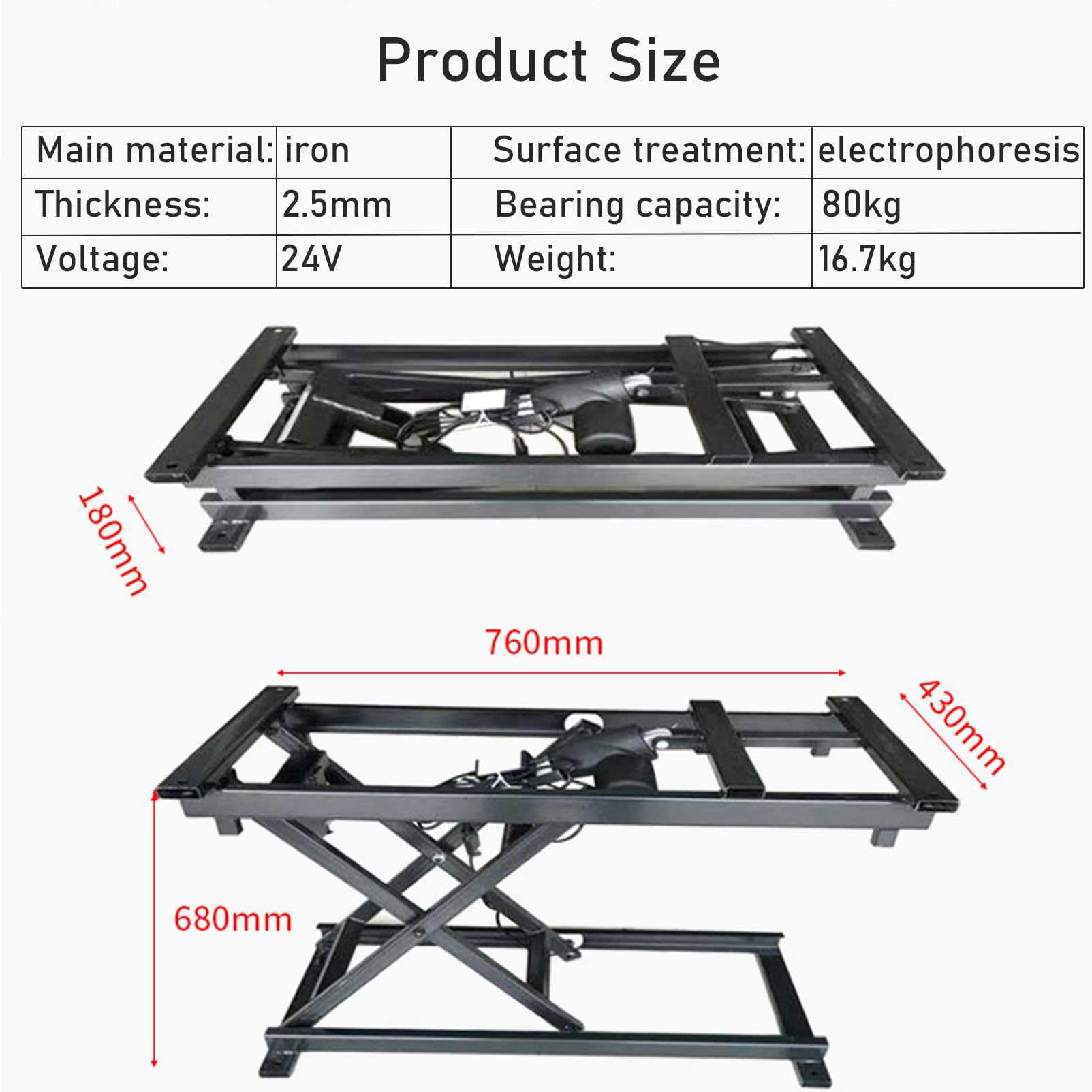Table élévatrice électrique à ciseaux avec télécommande – Table élévatrice hydraulique à hauteur réglable pour la maison et le bureau