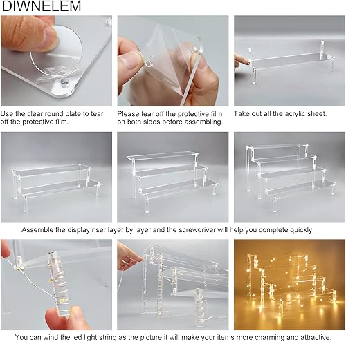 Miniatura 3 de DIWNELEM Soportes de exhibición de acrílico de 4 niveles, vitrina de acrílico, exhibición de postres, soporte para cupcakes, estante de exhibición