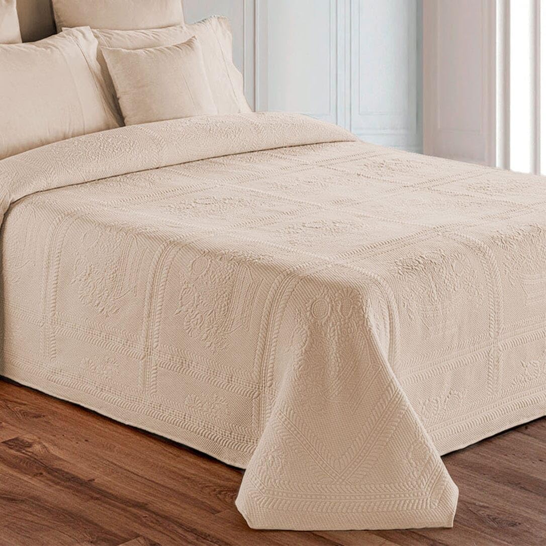 Akkialla Set Biancheria Letto Matrimoniale Beige – Copriletto Leggero Con Federe, Microfibra Morbida, Floreale