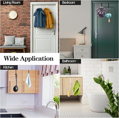 Miniatura 6 de Paquete de 20 ganchos para colgar sobre la puerta, ganchos para puerta, superficie de goma blanca que evita arañazos para colgar en la puerta, para