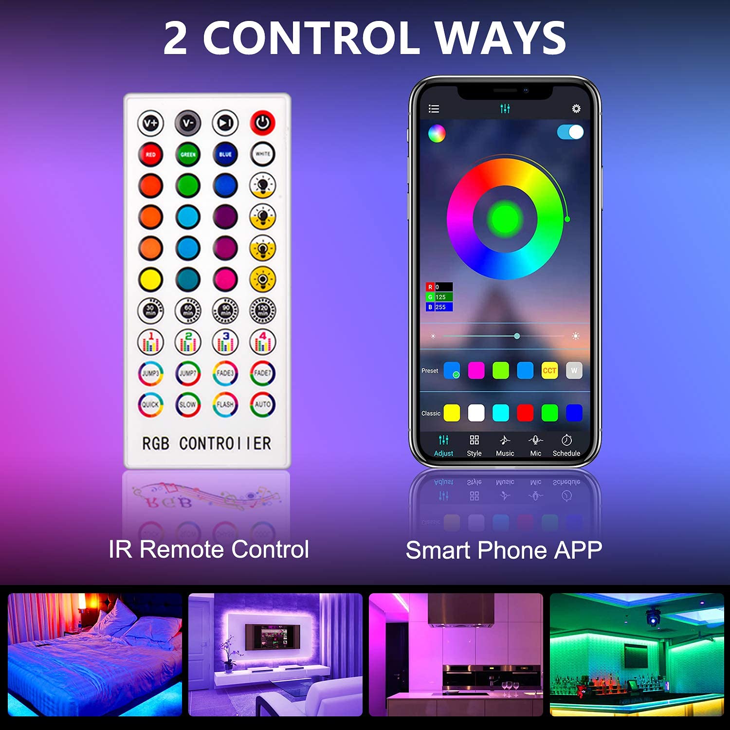 Bonve Pet LED Strip Lights 12M RGB Colour Changing LED Lights with