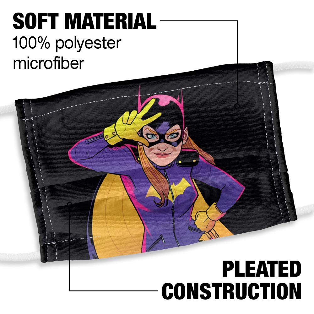 Batgirl Kids Moves 1-Ply Reusable Face Mask Covering with Adjustable Nose Wire
