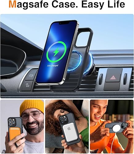 Miniatura 3 de Meifigno Magic Mag Series - Funda diseñada para iPhone 14 Pro, protección de grado militar y compatible con MagSafe, parte trasera mate translúcida