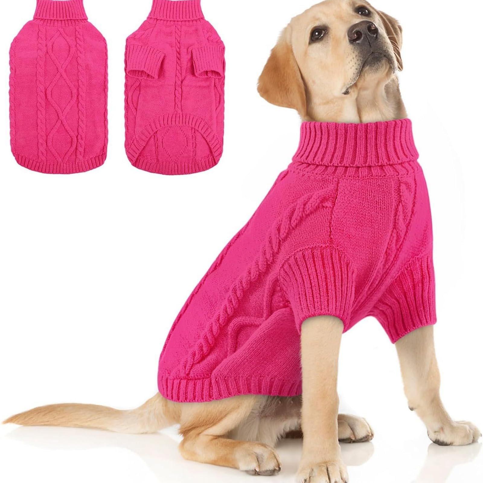 Hixingo Dog Knitted Jumper for Large Medium Small, XS-5XL Puppy Knitted Jacket Soft Warm Lightweight Winter Coat for Cold Weather Pets Male or Female (Hot Pink,4XL)