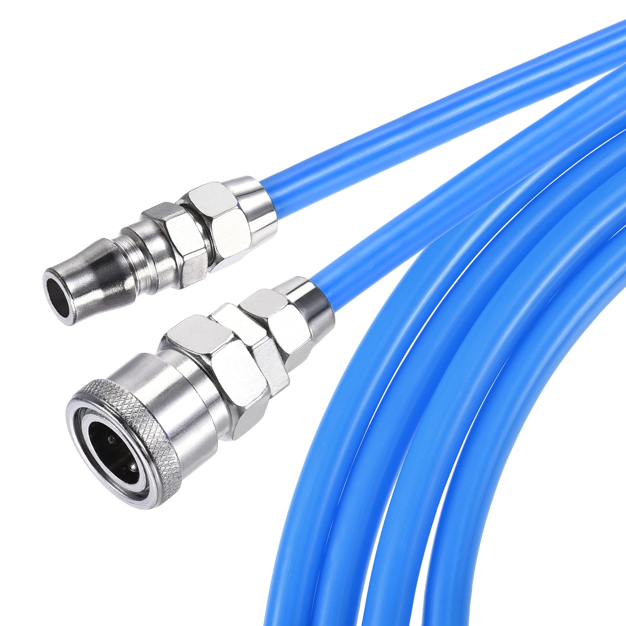 sourcing map Pneumatischer Luftschlauch 8mm AD 5mm ID 20M lang Blau flexibel Schlauch mit Schnellkupplung für Luftkompressor