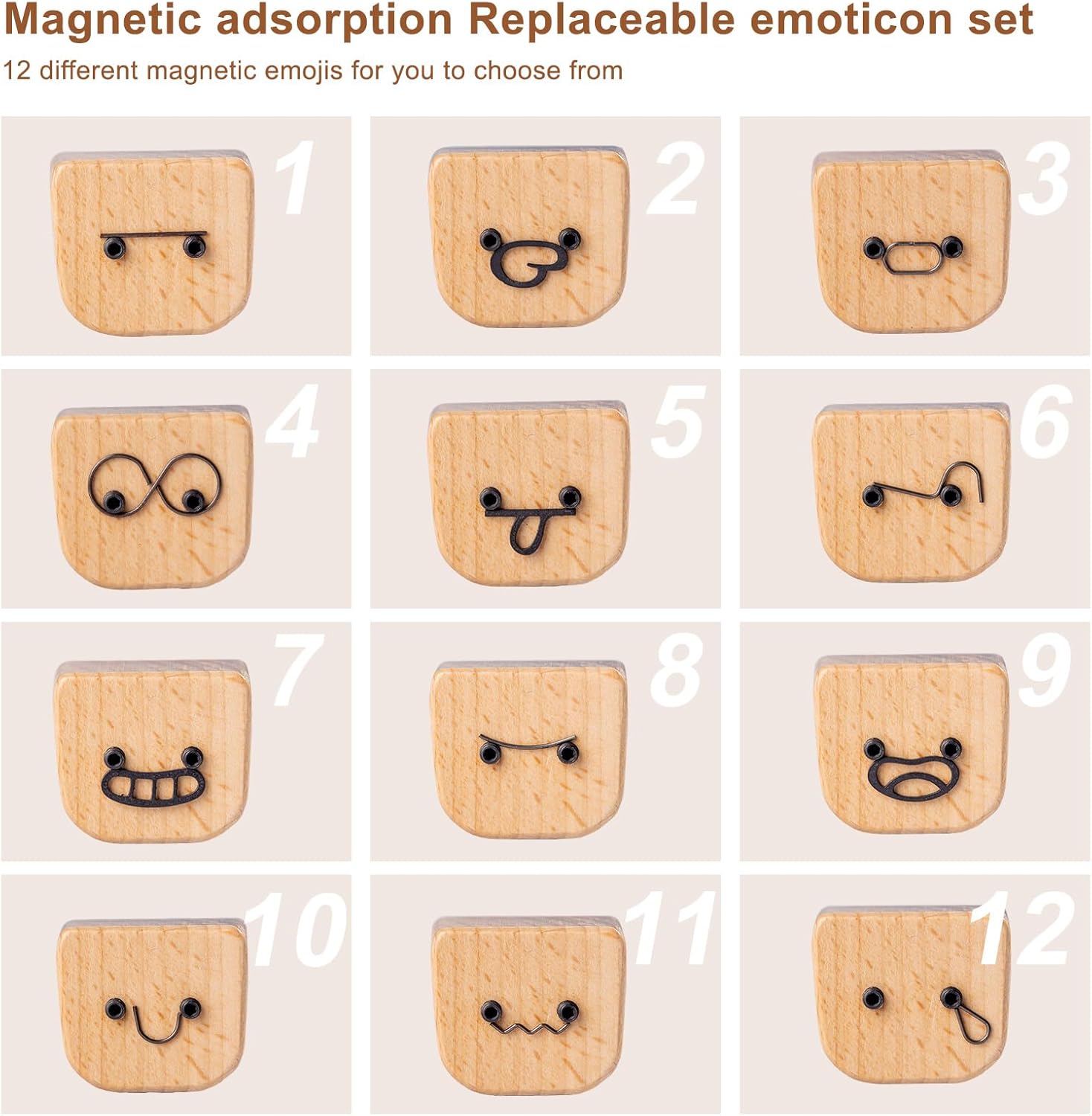 Shaking Wooden Man Figurine with 12 Magnetic Expressions-Handmade Wobbly Figure for Dashboard Decor,Desk Ornament,Car Accessories,Spring-Leg Design,Swaying Wooden Figure,Car Dash & Office - Image 2