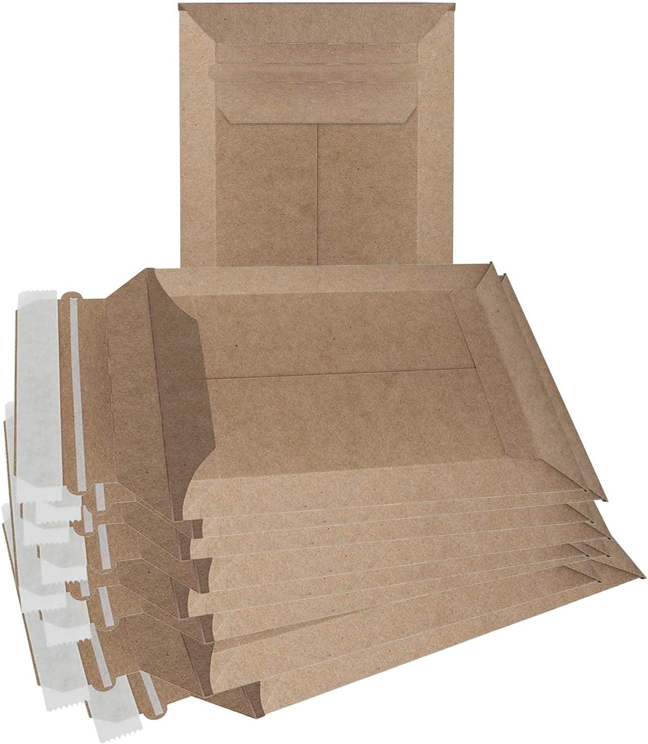 ABC PACK & SUPPLY Rigid Mailers, 7 x 9 Inch Cardboard Mailers, Self Seal Tear Strip Closure, 550 GSM Kraft Brown, 200 Pack